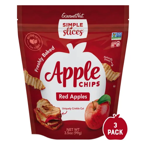Miniatura 13 de Gourmet Nut Simple Slices Chips de manzana verdes horneadas, manzanas cultivadas en Estados Unidos, sin azúcar añadida, manzanas verdes, bolsa