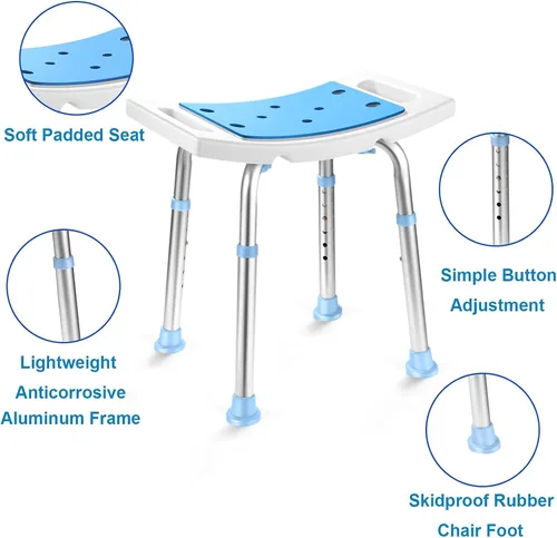 Miniatura 4 de Aliseniors - Silla de ducha para ducha interior - Taburete de baño antideslizante con asiento acolchado y agujeros para la tina y el baño - Banco