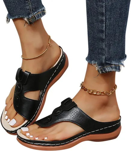 Miniatura 4 de Sandalias planas de verano elegantes para mujer, sandalias ortopédicas para mujer, soporte de arco