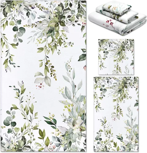 Miniatura 27 de Preboun Juego de 3 toallas de baño navideñas de gnomo, toallas de mano con árbol de Navidad, toallas de baño con copos de nieve de invierno, toallas
