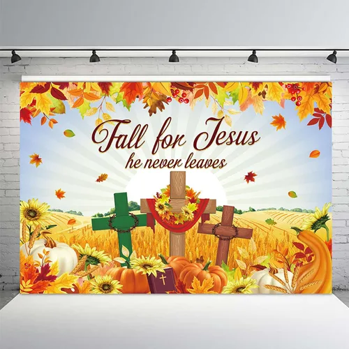 Miniatura 2 de MEHOFOND Fondo de otoño de 7 x 5 pies para Jesús, decoración de otoño, pancarta, hoja de arce, decoración de la Biblia, religión cristiana, fondo