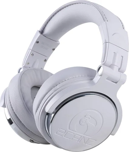 2CANZ Auriculares profesionales profesionales con cable blanco mate para DJ, parte trasera cerrada, almohadillas de felpa para los oídos,