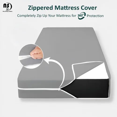 Miniatura 5 de Funda de colchón con cremallera tamaño completo, protector de colchón de poliéster 100% impermeable, funda de colchón con cremallera premium