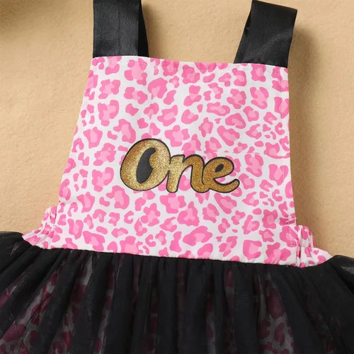 Miniatura 25 de IBTOM CASTLE Vestido de princesa tutú para niña pequeña con estampado de leopardo, dona, ratón, vestido de princesa con funda para pañales, conjunto