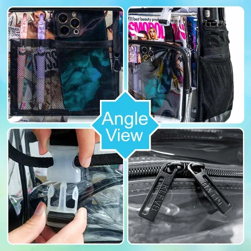 Miniatura 6 de Mochila transparente, aprobada por el estadio, para niñas y niños, mochila transparente de PVC resistente para mujeres y hombres