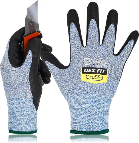 Miniatura 24 de DEX FIT Guantes resistentes a cortes nivel 5 Cru553, ajuste elástico cómodo 3D, agarre de potencia, grado profesional, delgados, compatibles