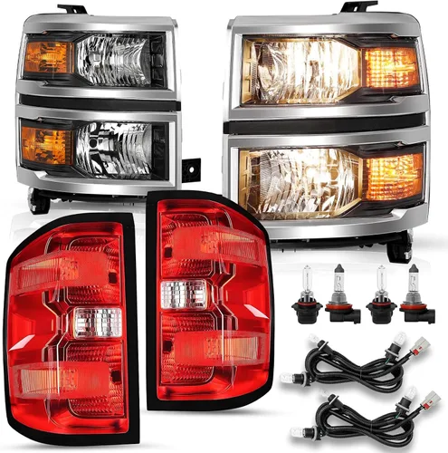 Miniatura 26 de JSBOYAT Conjunto de faros delanteros y luces traseras 2014 2015 Chevy Silverado 1500 Camioneta Pickup [Estilo de fábrica OE] lado del pasajero