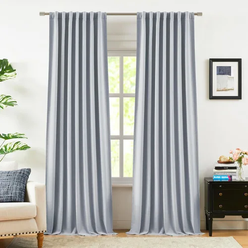 Miniatura 10 de Vision Home Cortinas opacas de color azul cambray de 63 pulgadas para dormitorio, aislamiento térmico, oscurecimiento de la habitación, juego