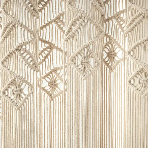 Miniatura 6 de Lush Decor Panel de cortina de algodón con hojas de macramé bohemio para ventana, individual de 40 pulgadas de ancho x 84 pulgadas de largo, neutro