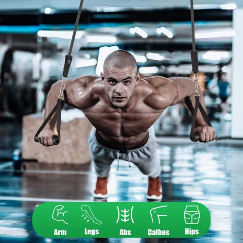 Miniatura 5 de WIKDAY Exercise Resistance Bands with Handles for Working Out Workout Bands Set with Door Anchor for Physical Therapy, Yoga, Pilates