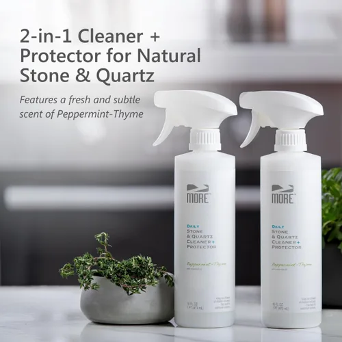 Miniatura 2 de Limpiador y Protector de Piedra y Cuarzo MORE - Fórmula a Base de Agua para Superficies de Piedra Natural y Cuarzo (Pinta 16 oz - Paquete Doble)