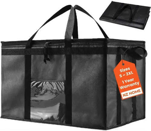 Miniatura 27 de Bolsa de enfriador XXL aislada y calentador de alimentos de NZ home para entrega y compras de comestibles con cremallera superior, color rojo