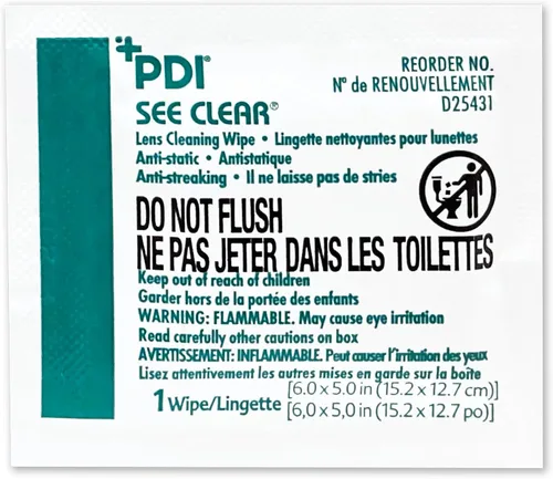Miniatura 2 de PDI See Clear Toallitas de limpieza de lentes, sin rayas y antiestáticas para gafas, anteojos, lupas y gafas de seguridad, 1 caja de 120 paquetes