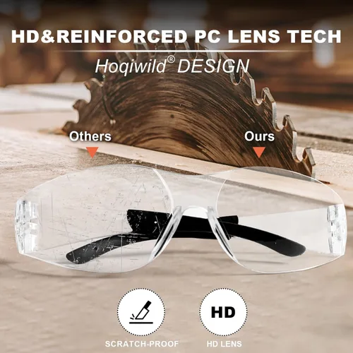 Miniatura 5 de Gafas de seguridad ANSI Z87.1 transparentes, paquete de 120, gafas de seguridad para hombres y mujeres, gafas de protección resistentes a arañazos e