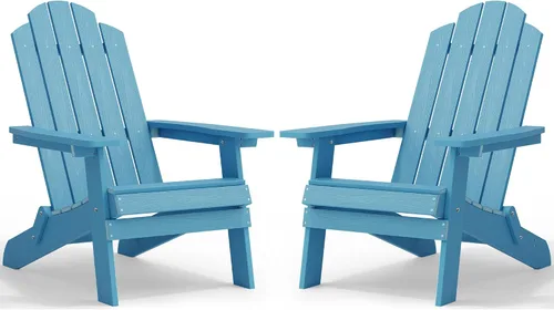 Miniatura 26 de MXIMU Silla Adirondack plegable para exteriores: sillas Adirondack fáciles de montar y cómodas, silla de plástico compuesto para todo tipo de clima