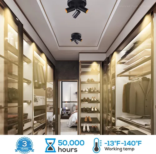 Miniatura 4 de LEONLITE 36W 5CCT - Foco de techo direccional LED de 3 luces, montaje empotrado, iluminación regulable para cocina, pasillo, 110-277 V, 3200 lm