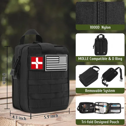 Miniatura 2 de ABPIR Kit de supervivencia de 170 piezas, kit de primeros auxilios de supervivencia con equipo esencial de supervivencia, suministros médicos de Rojo