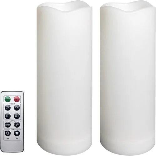 Miniatura 11 de Paquete de 1 vela de pilar sin llama para exteriores con control remoto y temporizador, impermeable, funciona con pilas, juego de velas LED