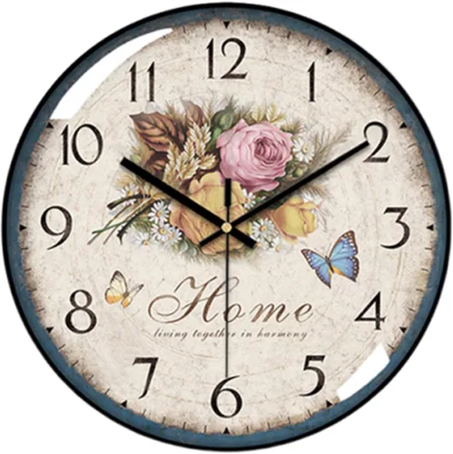 Miniatura 10 de Relojes de pared decorativos que funcionan con pilas, reloj de pared retro con esfera de cristal, esfera de 12 pulgadas con números romanos
