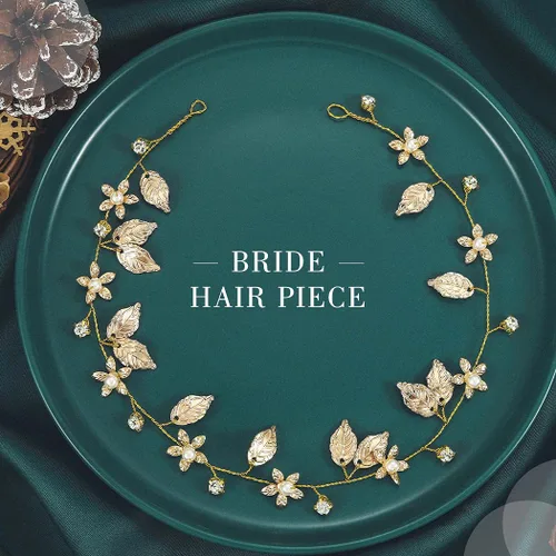 Miniatura 4 de Yean Diadema de novia para el pelo de la boda, accesorios de novia de hoja dorada para mujer