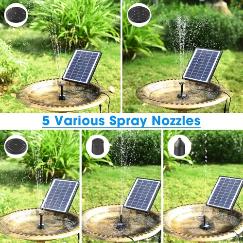 Miniatura 4 de POPOSOAP - Bomba de Fuente Solar para Baño de Pájaros, Bomba de Fuente de Agua Solar de 6W para Exterior con Tubo de 4 Pies y 5 Boquillas, Bomba