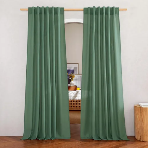 Miniatura 89 de NICETOWN Cortinas de lino grueso para dormitorio, privacidad añadida, bolsillo para barra y pestaña trasera, no se transparentan, mezcla de lino