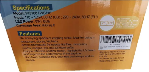 Miniatura 8 de Faicuk WS108 Aplique de Pared Trampa de Luz para Moscas para Capturar Moscas, Polillas, Jejenes, Mosquitos y Otros Insectos Voladores - 13"x7.5"x5.5