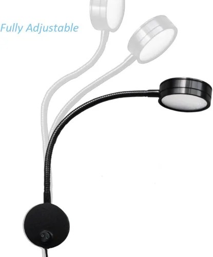 Miniatura 3 de Onerbuy Youngine - Lámpara de pared de cuello de cisne flexible con cable de 5 W, lámpara de lectura de obras de arte, luz de acento, montaje