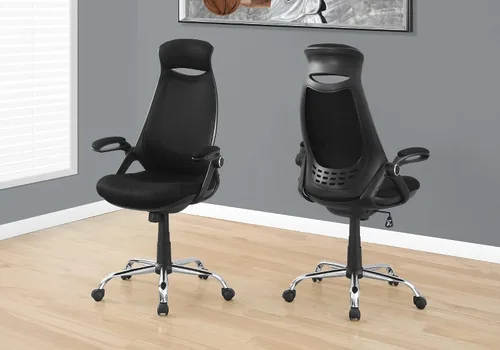 Miniatura 2 de Monarch Specialties 7268, altura ajustable, giratoria, ergonómica, reposabrazos, escritorio para computadora, trabajo, metal, negro, contemporáneo