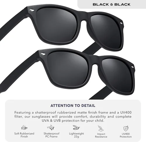 Miniatura 3 de LEICO FASHION Gafas de sol polarizadas retro para niños y niñas de 3 a 12 años inastillables con protección UV para niños pequeños