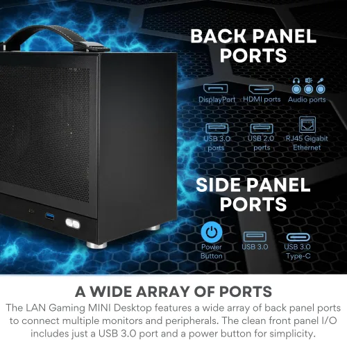 Miniatura 6 de LAN Gamer RTX 5070 12GB, 8-Core AMD Ryzen 7 8700F, 32GB DDR5 RAM, SSD NVMe Gen4 de 2TB, Mini ITX SFF de 8.1L de escritorio con Windows 11 Pro