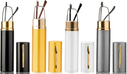 Miniatura 13 de Lentes de lectura ultra pequeños para hombres y mujeres, lectores de bolsillo delgados con clip para bolígrafo, carcasa de metal, bisagra