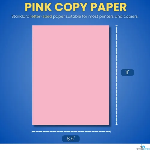 Miniatura 3 de 1InTheOffice Papel de copia rosa, papel de impresora de color, 8.5 x 11 pulgadas, tamaño carta, densidad de 20 libras, paquete de 500
