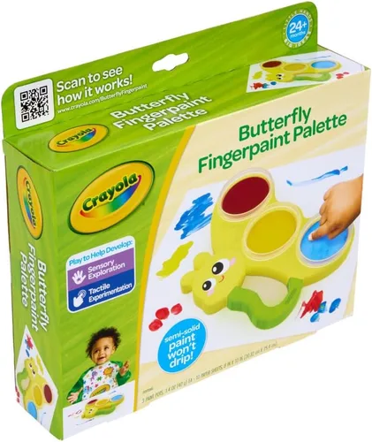 Miniatura 6 de Crayola Paleta de pintura de dedos de mariposa (3 quilates), pintura de dedos lavable y a prueba de derrames para niños pequeños, pintura menos