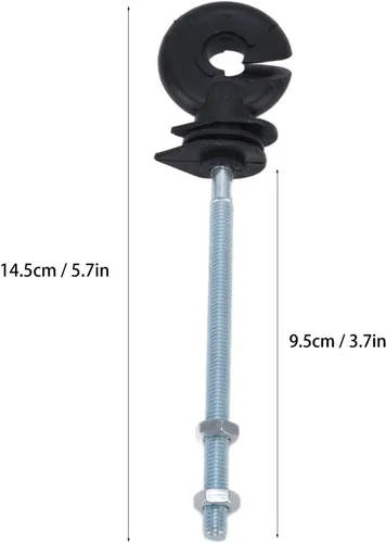 Miniatura 4 de Aislador negro roscado M6 para cercas eléctricas para cría de animales, postes de madera electrónicos, 100 juegos de aisladores eléctricos