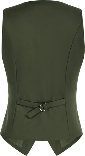 Miniatura 3 de Belle Poque Chaleco de doble botonadura para mujer con cuello de solapa vintage con 2 bolsillos