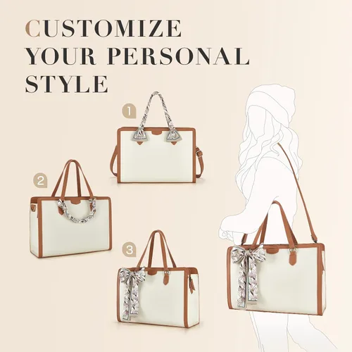 Miniatura 5 de Missnine Bolsa Tote para Laptop para Mujeres 15.6 Pulgadas, Bolsas de Trabajo de Cuero, Cartera de Computadora para Maestras, Maletín, Bolso de Mano