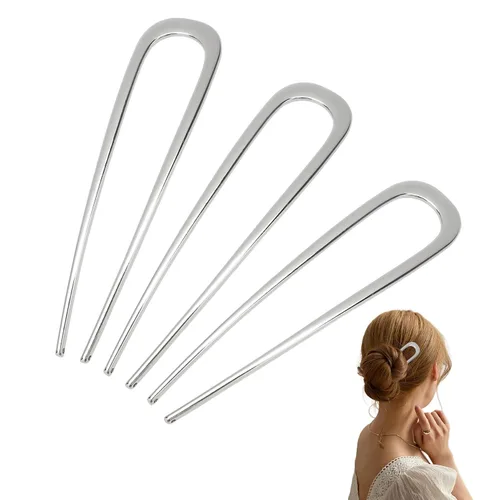 Miniatura 9 de 3 horquillas de metal para el pelo francés, para mujer, horquillas para moños, accesorios metálicos para el cabello (negro)