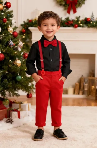 Miniatura 30 de A&J DESIGN Conjunto de ropa formal para niños pequeños con tirantes y tirantes