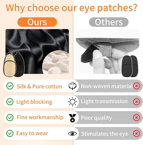 Miniatura 5 de eZAKKA Parches oculares para adultos ojo derecho izquierdo, parche ocular para gafas, parche médico suave para ojo perezoso, ambliopía, estrabismo
