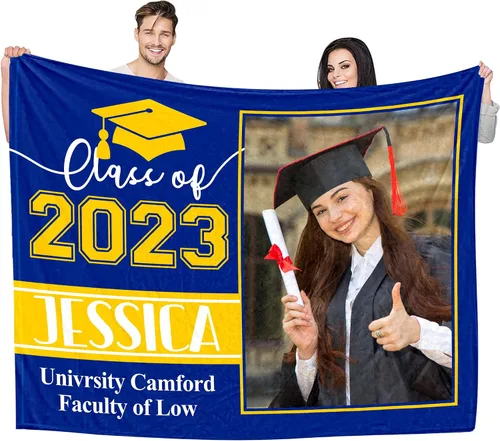 YESCUSTOM Manta de graduado personalizada con collage de fotos, manta de fotos personalizada para graduados de clase de 2023, manta personalizada