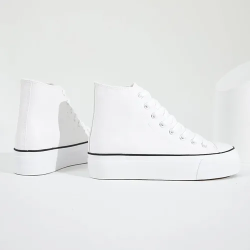 Miniatura 5 de Zapatillas de deporte de plataforma de cuero PU para mujer, zapatos de tenis blancos para mujer