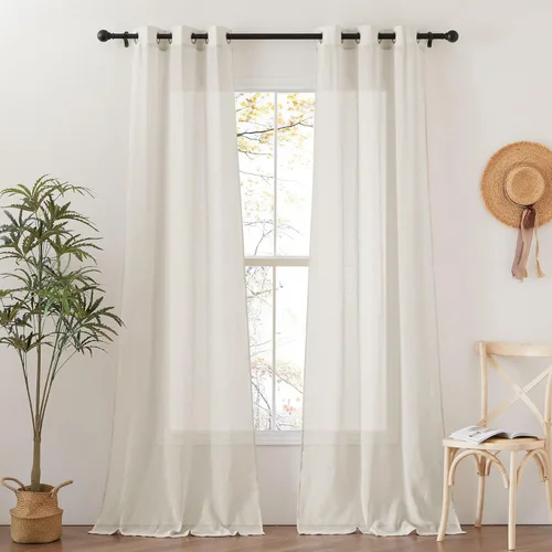 Miniatura 160 de NICETOWN Cortinas de lino traslúcidas con textura de lino de 84 pulgadas de largo, con ojales semitraslúcidos, tratamientos de ventana, privacidad