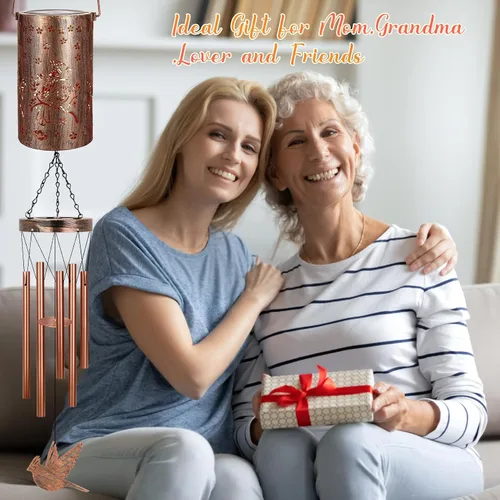 Miniatura 2 de YHmall Campanillas de viento Cardinal para exteriores, luces colgantes solares, campanillas de viento al aire libre, regalos Cardinal para mujeres