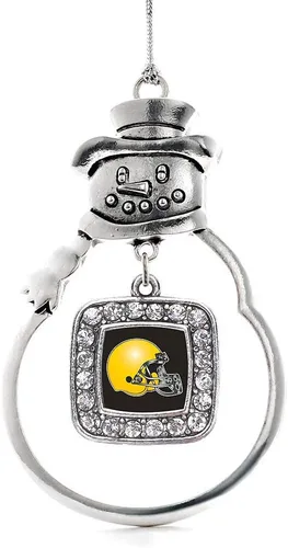 Miniatura 201 de Inspired Silver - Adorno de rodillo de reina - Adorno cuadrado de plata con muñeco de nieve con joyas de circonita cúbica