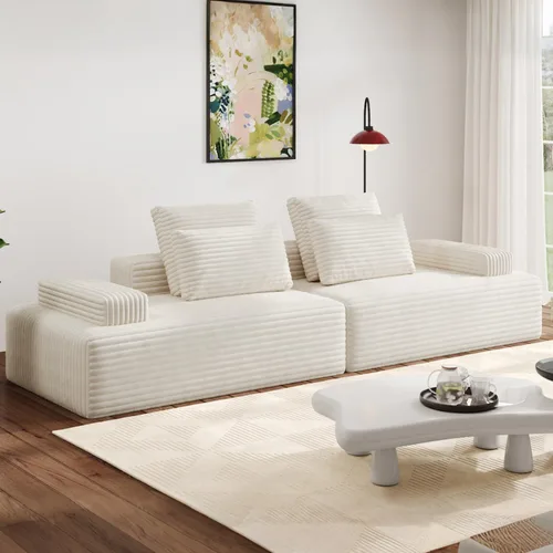 Miniatura 11 de Sofás modulares de pana otomana de 28.74 pulgadas para sala de estar, taburetes de sofá sin hueso, no requiere montaje, sofá profundo en una caja