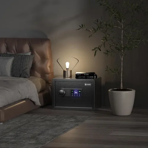Miniatura 6 de Caja de seguridad biométrica XDeer con bolsa ignífuga, caja de seguridad de acceso rápido con huella dactilar mejorada, caja de seguridad