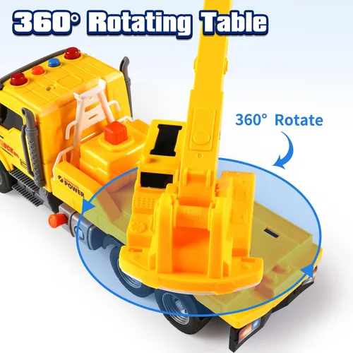 Miniatura 4 de Camión grúa de juguete para niños de 3 a 7 años, juguetes para niños vehículo de construcción impulsado por fricción con brazo extensible, grúa