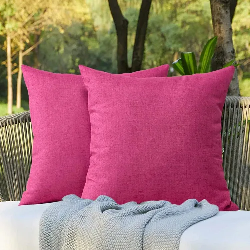 OTOSTAR Paquete de 2 fundas de almohada impermeables para exteriores de 16 x 16 pulgadas, fundas decorativas para cojines cuadradas, para Rosa Hot