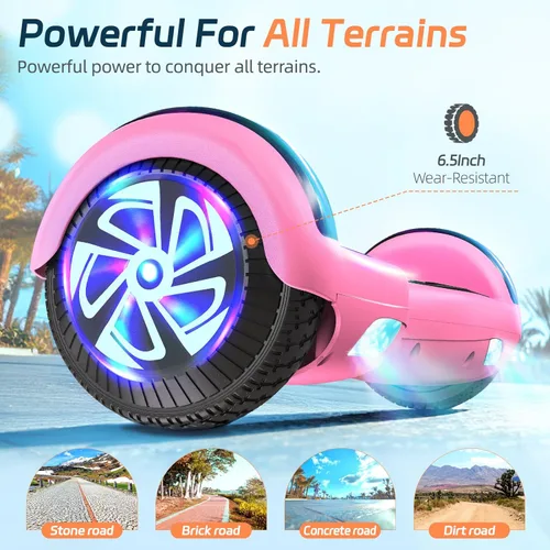 Miniatura 2 de Scooter con luces LED Bluetooth Corlorful, ruedas de 6.5 pulgadas, scooter de motor dual de 300 W para niños, niñas, niños y adultos, todas las Rosa